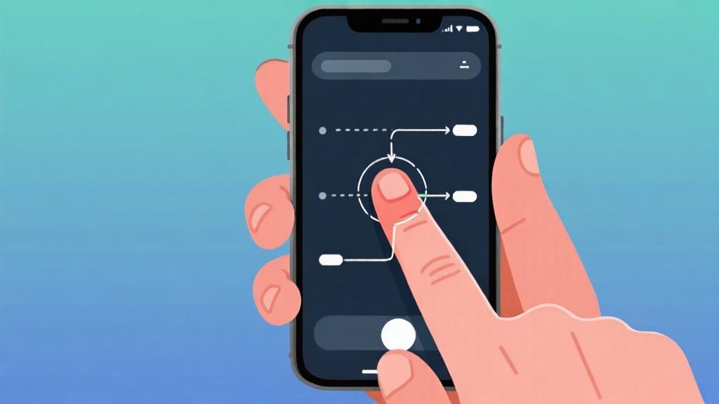 Step-by-step illustration of finger tap techniques on mobile screen, showing short, medium and long press durations with trajectory lines high quality illustration, detailed, 16:9