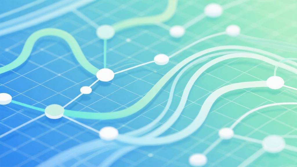 Abstract grid pattern with connected nodes and flow lines, soft blue and green color scheme, modern infographic style, educational diagram aesthetic high quality illustration, detailed, 16:9