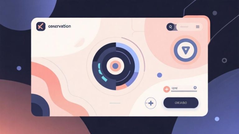 自动生成图片: Abstract game interface design with observation elements, soft color palette, clean minimalist style, professional gaming concept illustration high quality illustration, detailed, 16:9