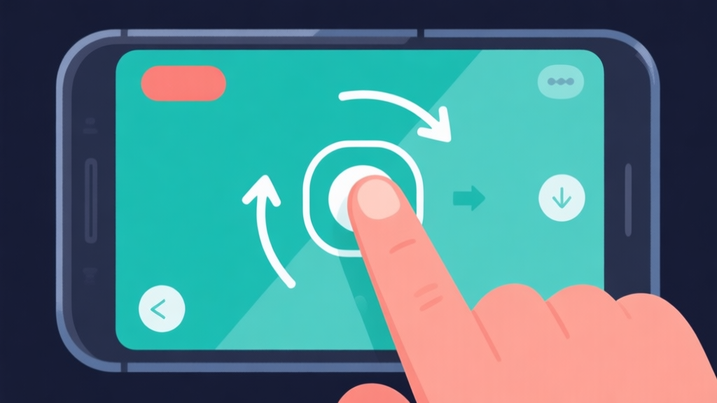 Mobile game control interface showing finger positions on touchscreen, simple diagram with arrows indicating swipe directions high quality illustration, detailed, 16:9