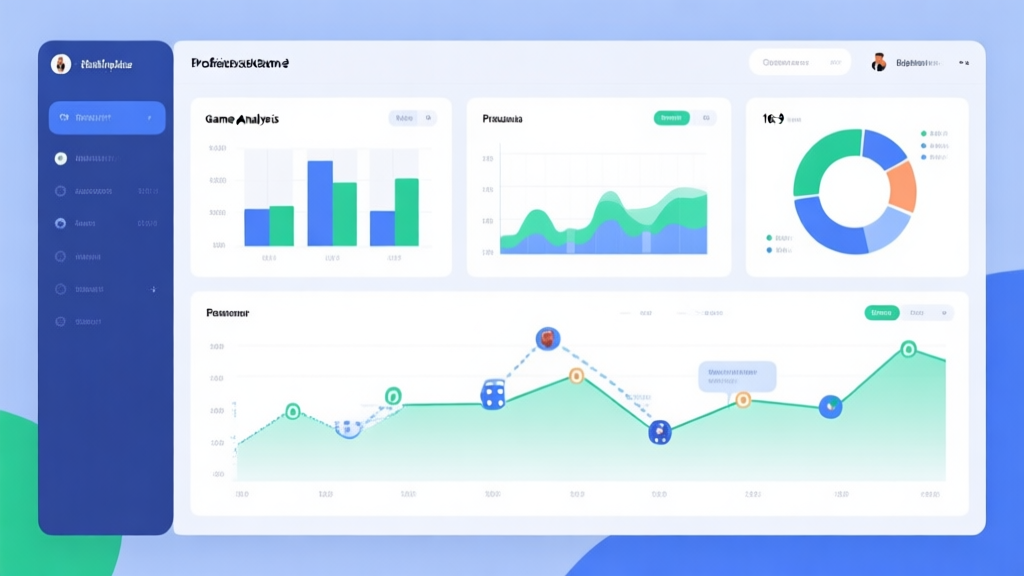Professional domino game analysis dashboard with statistical charts and player movement patterns, soft color palette with blue and green accents, clean data visualization style high quality illustration, detailed, 16:9