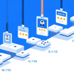 自动生成图片: Professional comparison chart showing multiple domino platforms with security badges and user ratings, minimalist design with blue and white color scheme high quality illustration, detailed, 16:9
