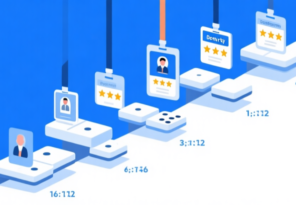 自动生成图片: Professional comparison chart showing multiple domino platforms with security badges and user ratings, minimalist design with blue and white color scheme high quality illustration, detailed, 16:9