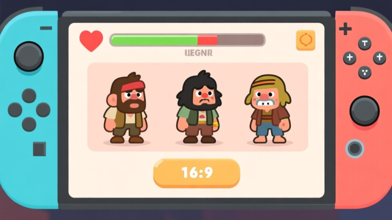 自动生成图片: A beginner's game interface for a 2D fighting game, showing basic control buttons, a simple health bar, and a character selection screen with three distinct cartoonish hobo characters, in a flat design style with soft colors high quality illustration, detailed, 16:9